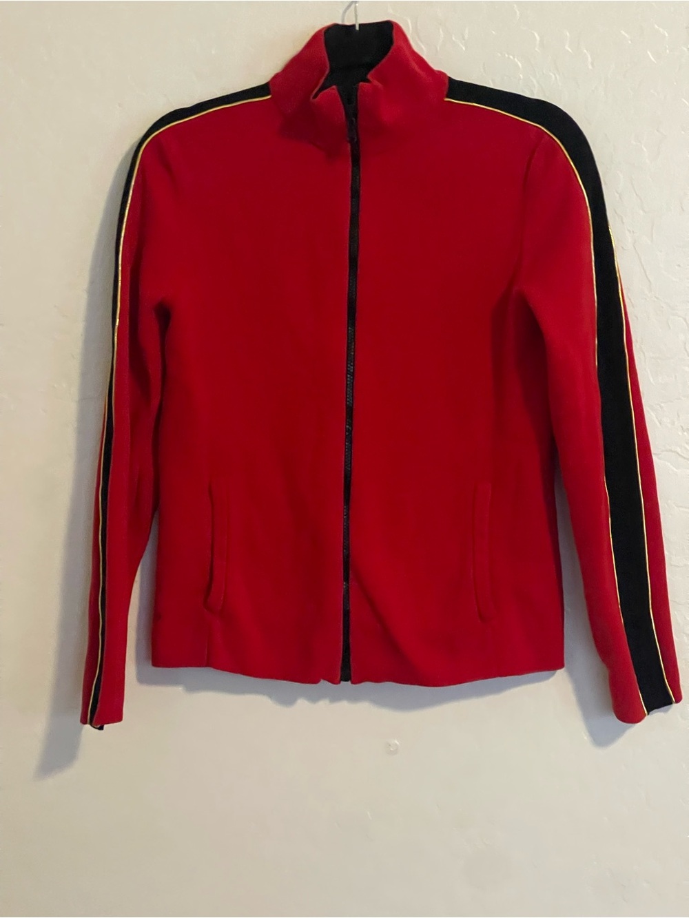 Lauren Ralph Lauren Jacket Womens Medium Red Knit Full Zip Active